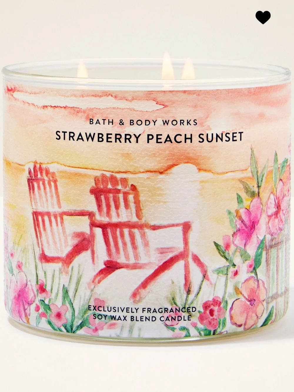 BBW Strawberry Peach Sunset 3 Wick Candle